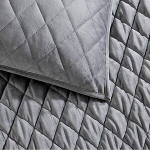Vera Wang - King Quilt Set, Velvet with Matching Shams (Charcoal Grey, King)